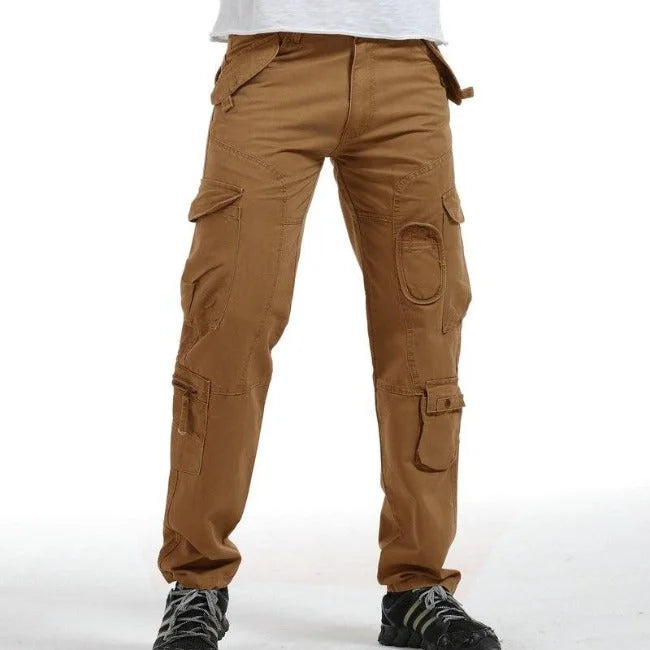 Cargohose Herren Straight Fit mit runden Taschen in Braun
