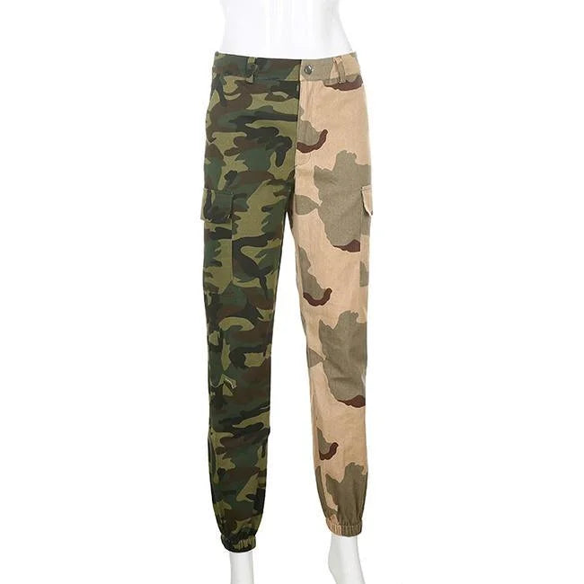 Bicolor Camouflage Cargohose Damen