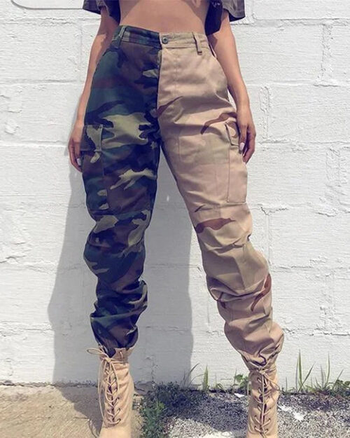 Bicolor Camouflage Cargohose Damen