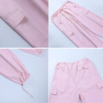 Weite Cargohose Damen Schwarz Weiß Rosa