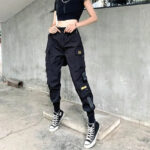 Streetwear Cargohose Damen Sobiru in Schwarz