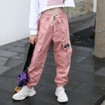 High Waist Cargohose Mädchen in Rosa