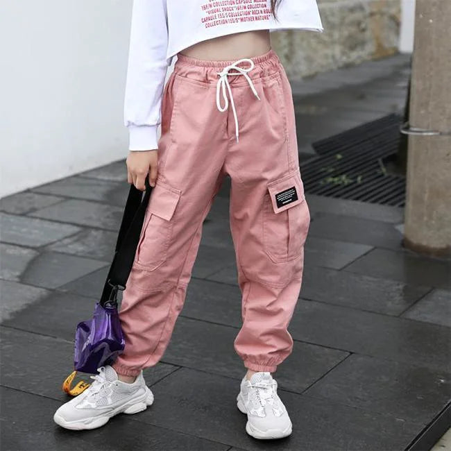 High Waist Cargohose Mädchen in Rosa