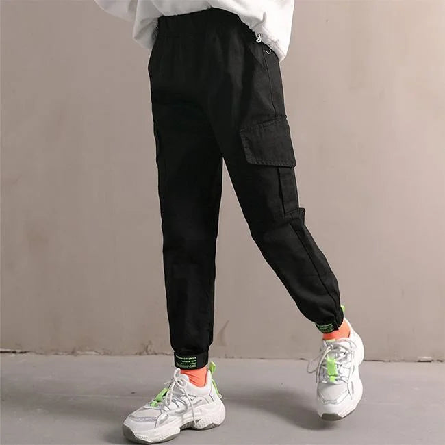 Schwarze Sport Cargohose Mädchen