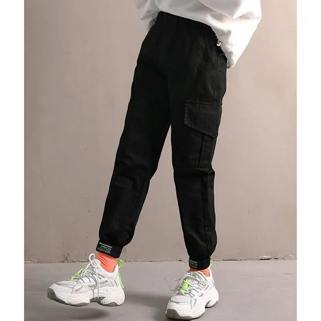 Schwarze Sport Cargohose Mädchen