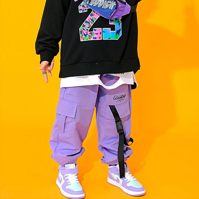 Lila Cargohose Mädchen Streetwear