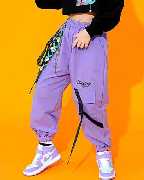 Lila Cargohose Mädchen Streetwear