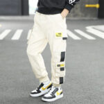 Streetwear Cargohose Jungen mit Riemen in Beige