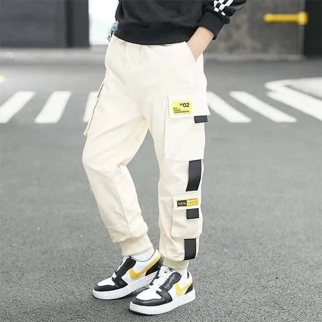 Streetwear Cargohose Jungen mit Riemen in Beige