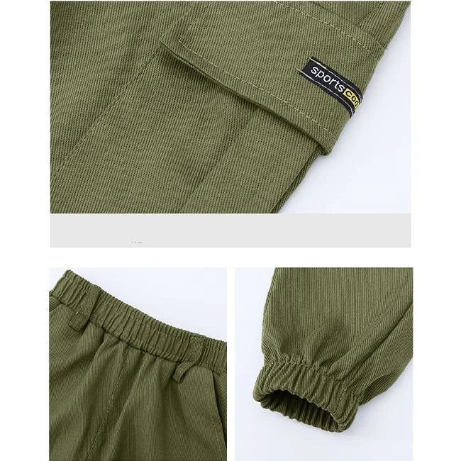 Cargohose Jungen Grün Schwarz Beige