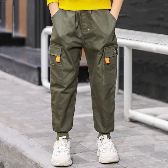 pantalon-cargo-garcon-kaki-145.jpg Cargohose Jungen Khaki mit Kletttaschen