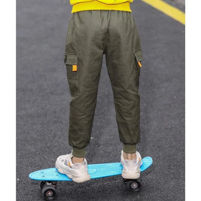 Cargohose Jungen Khaki mit Kletttaschen