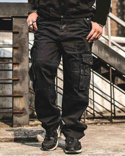 Cargo Jeans Herren Große Größen in Schwarz