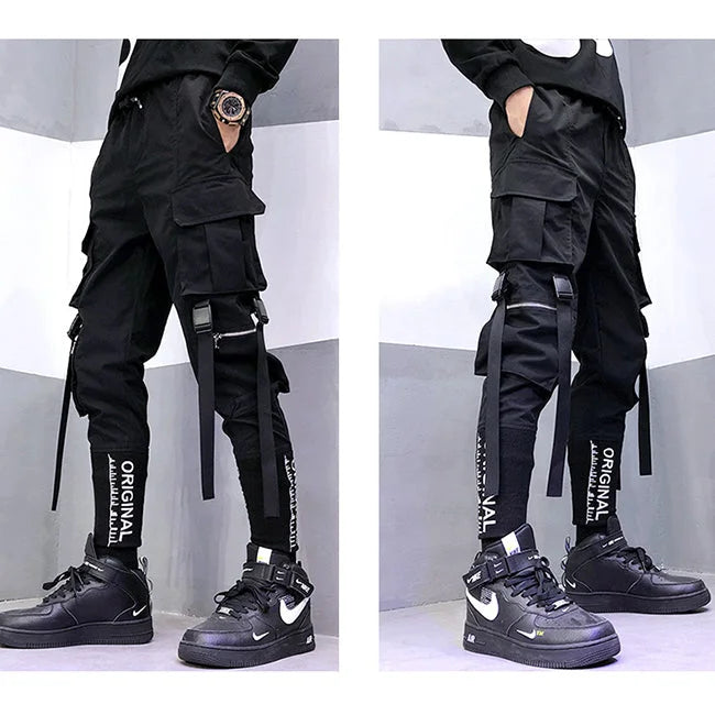 Cargo Jogger Herren mit Riemen in Schwarz