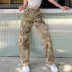 Sand Camouflage Cargohose Damen Wide Leg