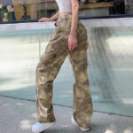 Sand Camouflage Cargohose Damen Wide Leg
