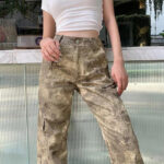 Sand Camouflage Cargohose Damen Wide Leg