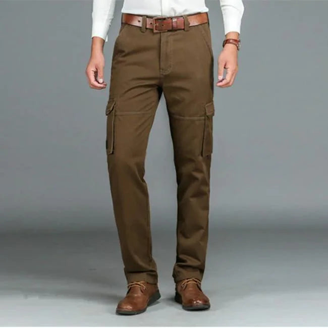 pantalon-cargo-marron-203.jpg Braune Cargohose Herren Straight Fit