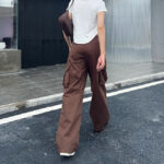 Braune Cargohose Damen Flared