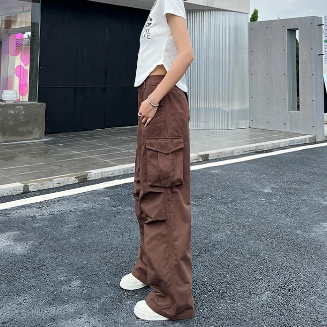 Braune Cargohose Damen Flared
