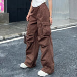 Braune Cargohose Damen Flared