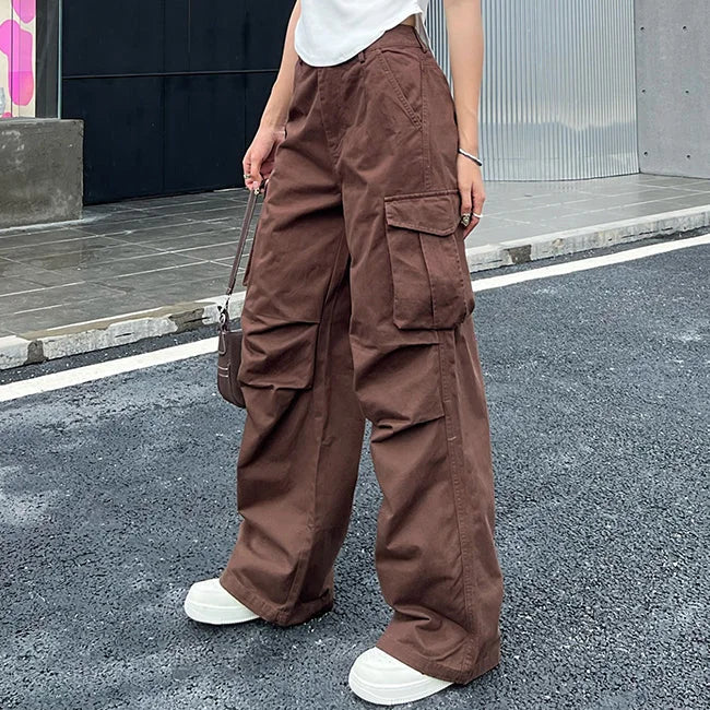 Braune Cargohose Damen Flared