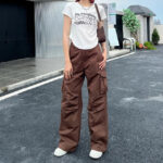 Braune Cargohose Damen Flared