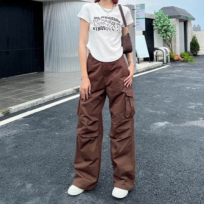 Braune Cargohose Damen Flared