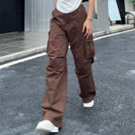Braune Cargohose Damen Flared