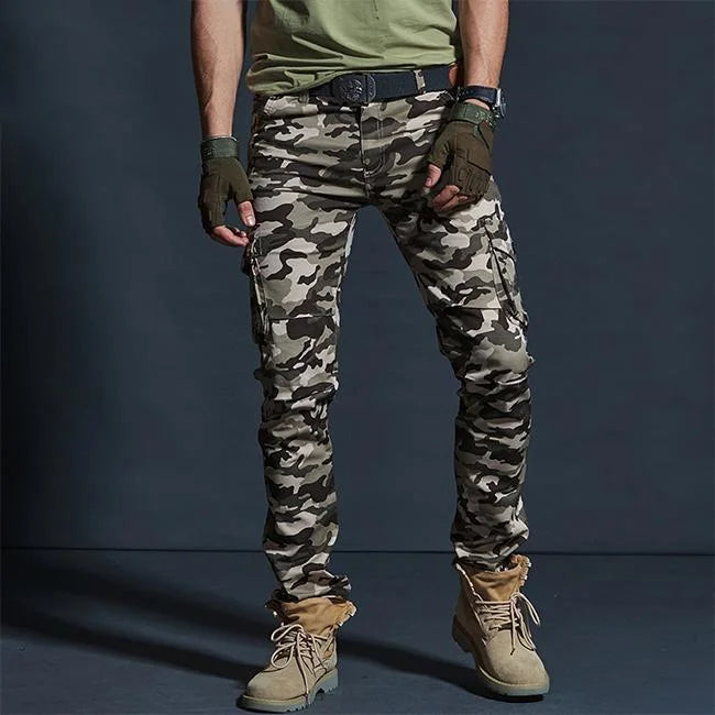 Military Cargohose Herren Slim Fit in Grau