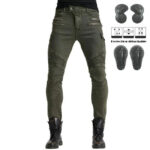 Khaki Motorrad Cargohose Herren Slim Fit