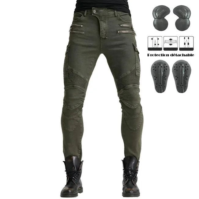 Khaki Motorrad Cargohose Herren Slim Fit