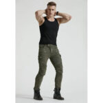 Khaki Motorrad Cargohose Herren Slim Fit