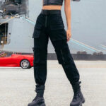 Schwarze Tactical Cargohose Damen