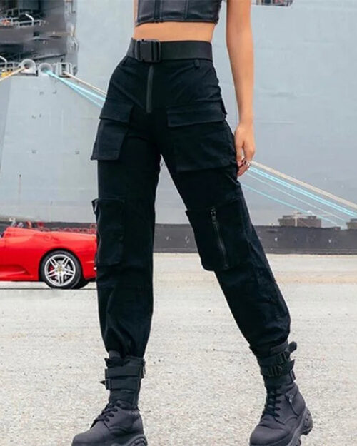 Schwarze Tactical Cargohose Damen