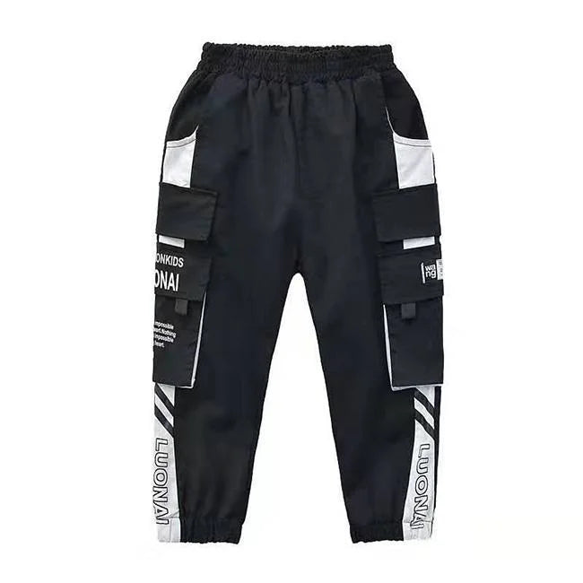 Schwarze Cargohose Jungen Streifen