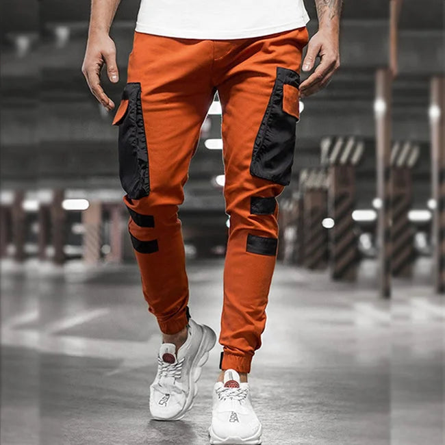 Orange Cargohose Herren Ribs Skinny Fit