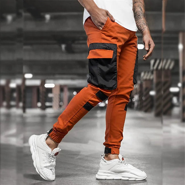 Orange Cargohose Herren Ribs Skinny Fit