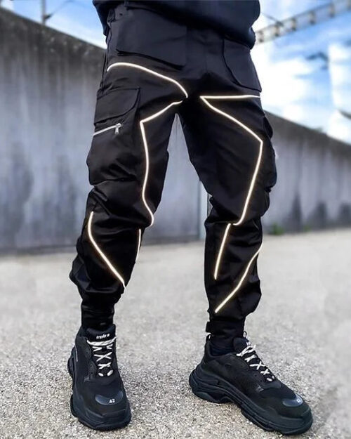 Reflektierende Cargohose Herren in Schwarz