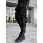 Cargohose Herren mit reflektierenden Streifen in Schwarz