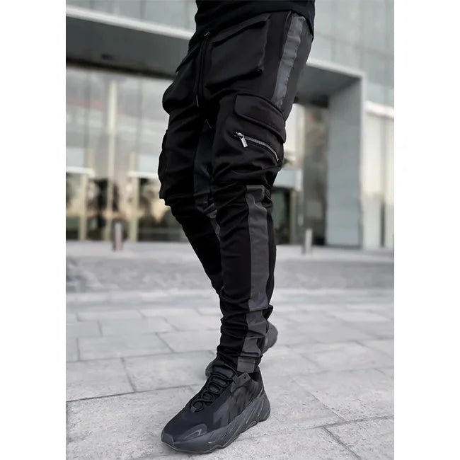 Cargohose Herren mit reflektierenden Streifen in Schwarz