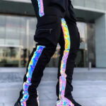 Cargohose Herren mit reflektierenden Streifen in Schwarz