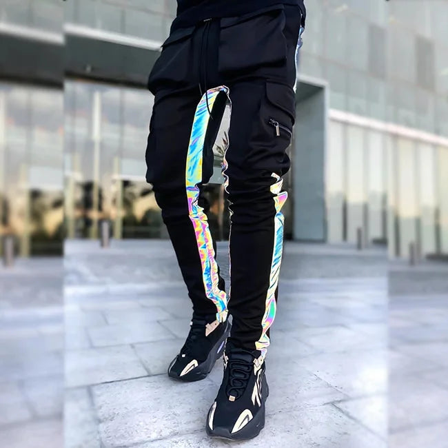 Cargohose Herren mit reflektierenden Streifen in Schwarz