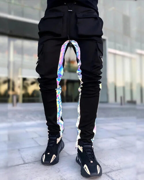 Cargohose Herren mit reflektierenden Streifen in Schwarz
