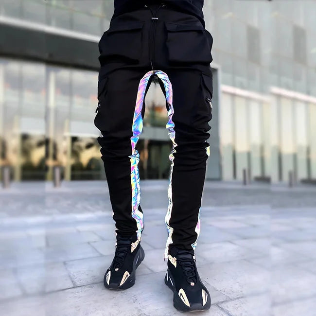 Cargohose Herren mit reflektierenden Streifen in Schwarz