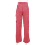 Rosa Cord Cargohose Damen Wide Leg