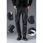 Schwarze Cargohose Herren in Lederoptik