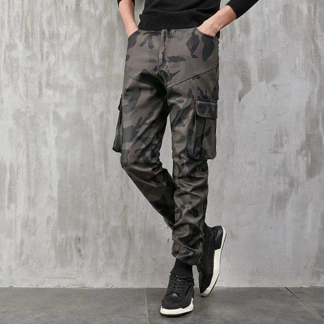 pantalon-cargo-simili-cuir-homme-528.jpg Military Cargohose Herren in Lederoptik, Camouflage