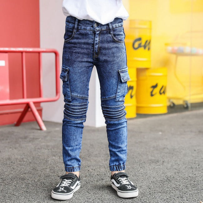 Skinny Cargo Jeans Jungen Blau
