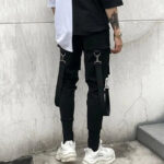 Skinny Cargohose Herren Lab in Schwarz